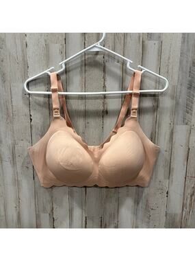 Momcozy Tan Pink Jelly Strip Scalloped Nursing Bra Seamless Wire Free 2XL